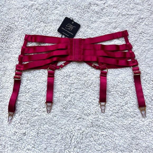 Honey Birdette Black Cherry and Gold Stephanie Suspender Garter Bondage Lingerie - Picture 10 of 10